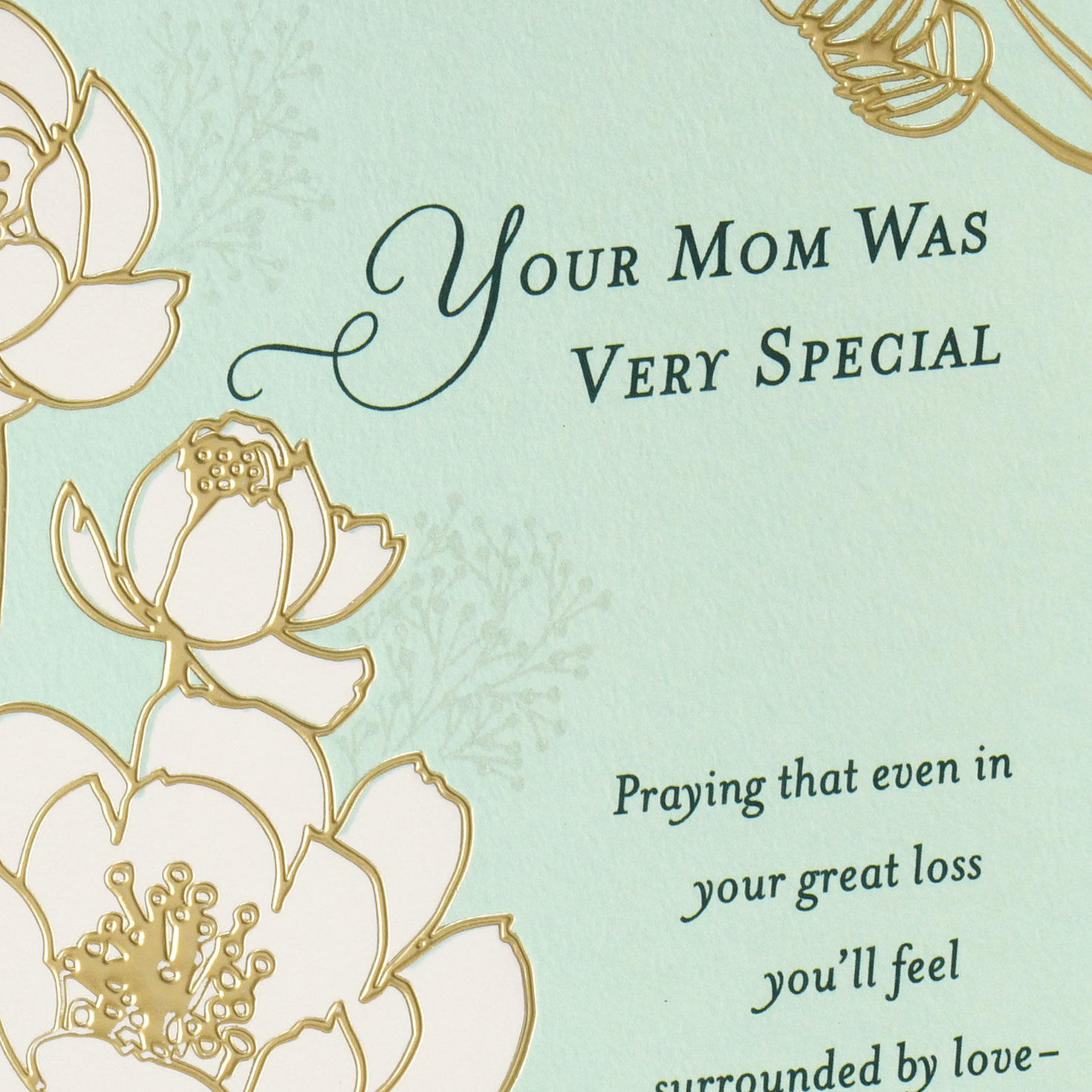 Green Floral Christian Loss of Mom Sympathy Card Card Front Detail image number 5