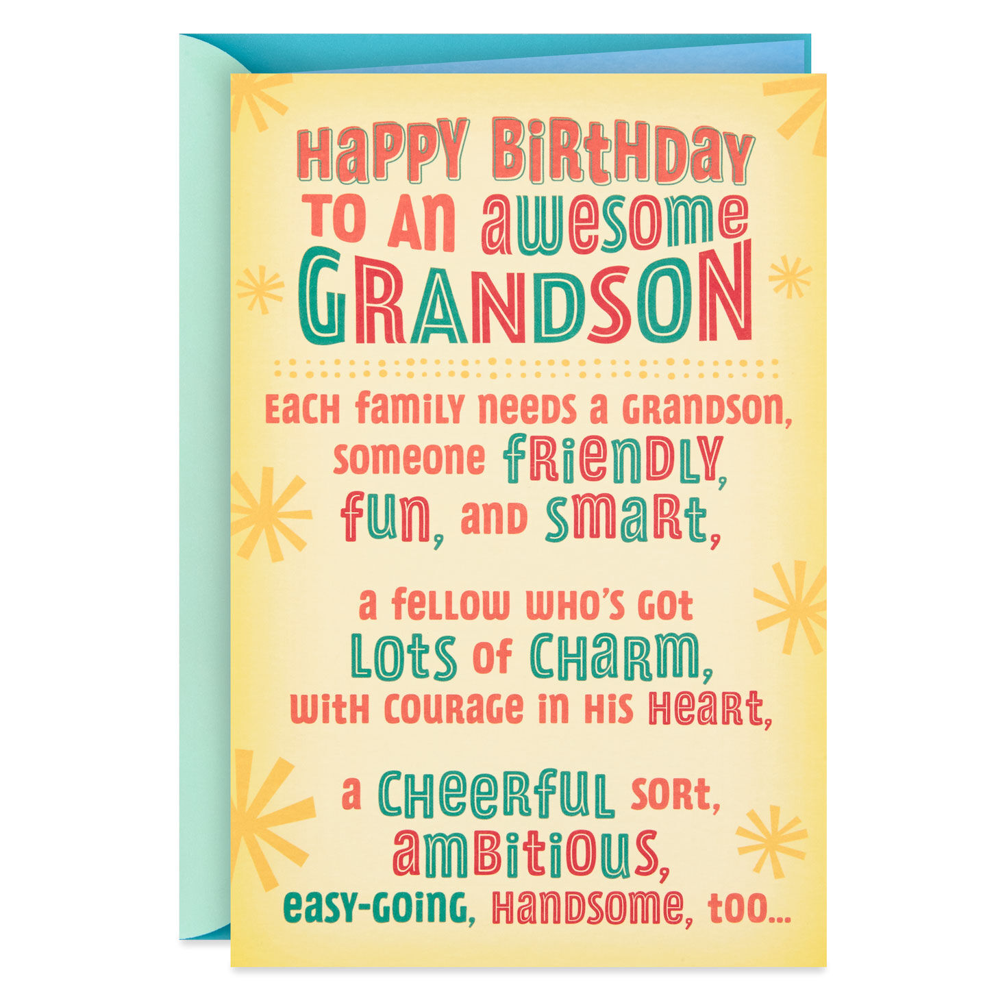 Cheerful Handsome Fun Smart Grandson Birthday Card Greeting