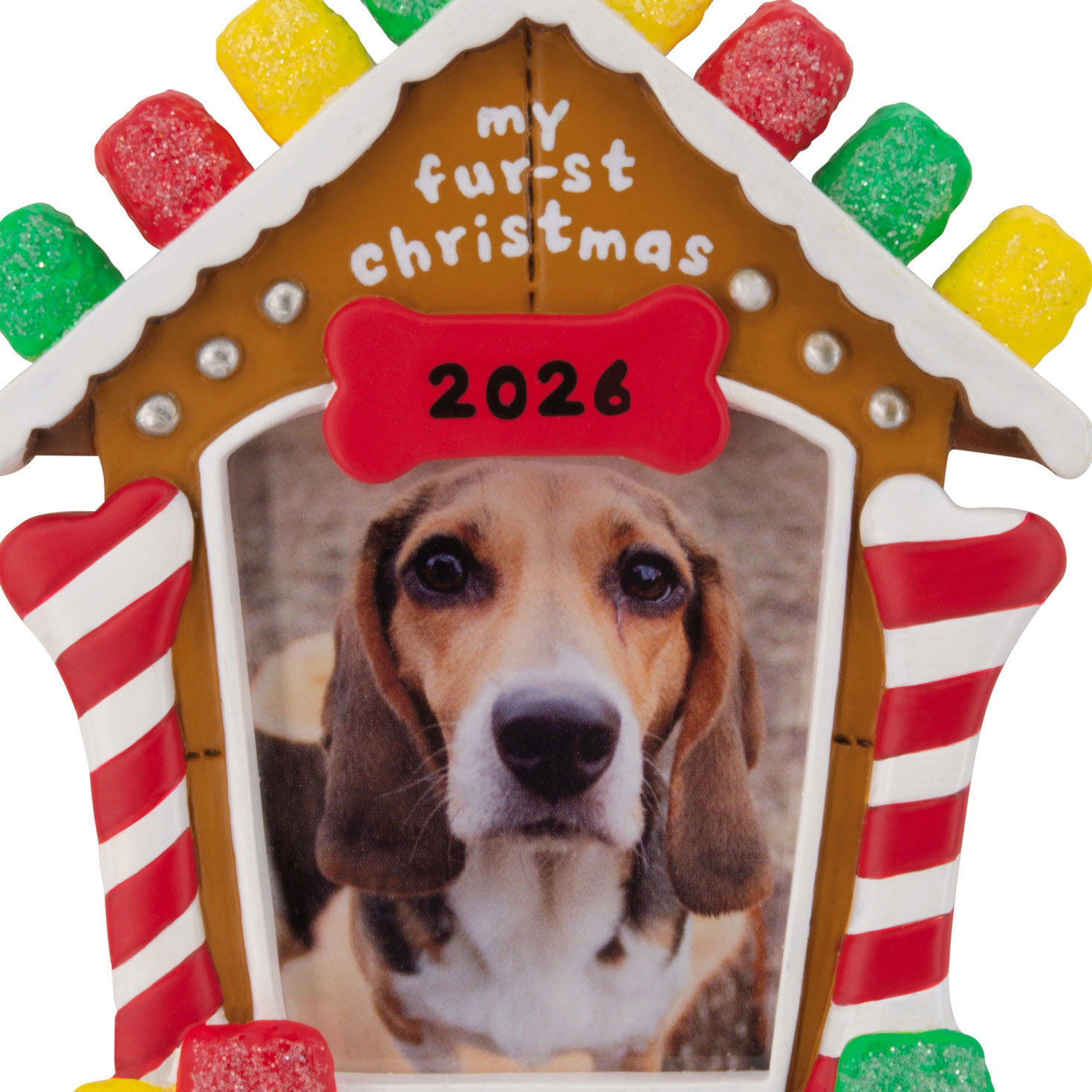 Gingerbread House Photo Frame Christmas Ornament closeup view image number 5