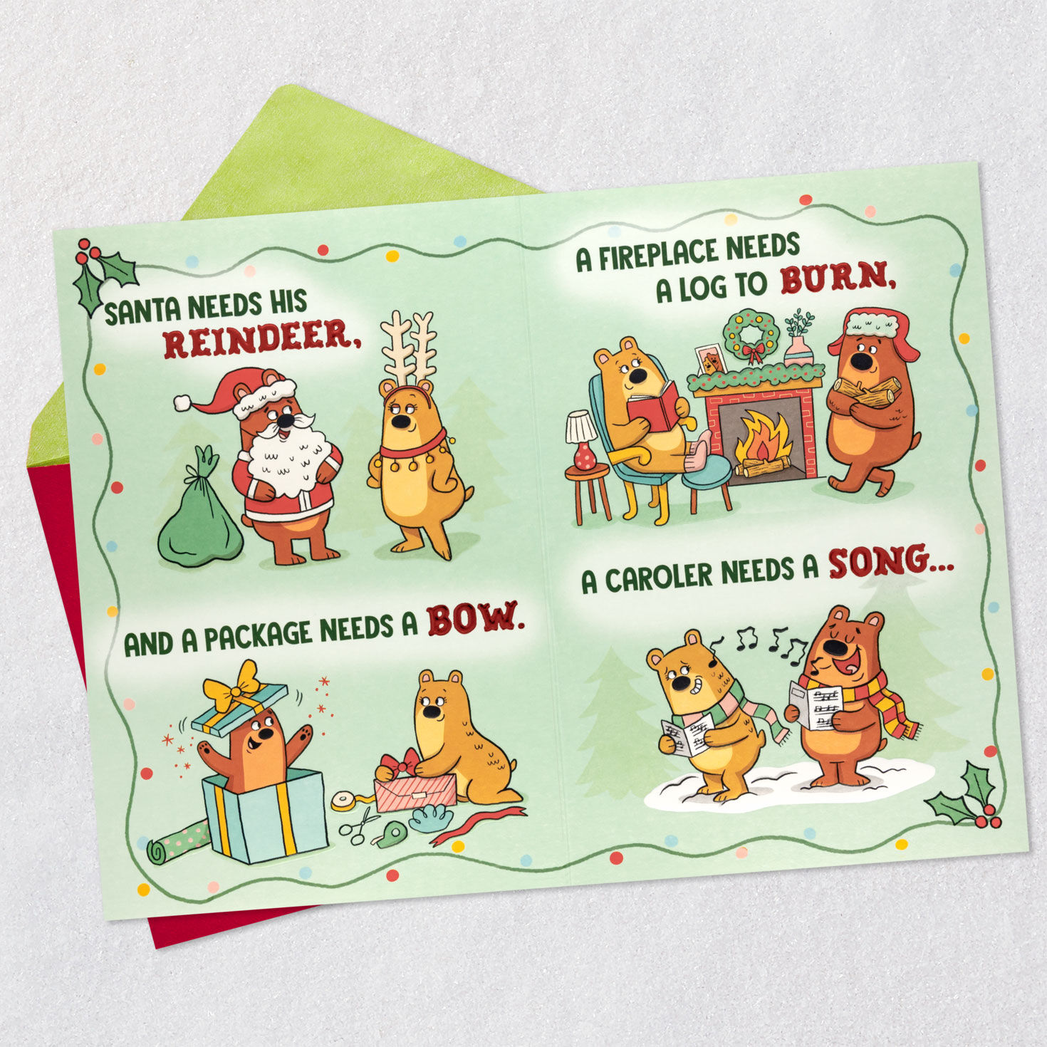 Bear Couple Pop-Up Christmas Card for Better Half Open card with envelope image number 4