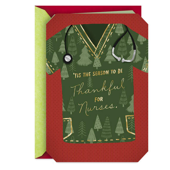 Tis The Season to Be Thankful Christmas Card for Nurse, , large image number 1