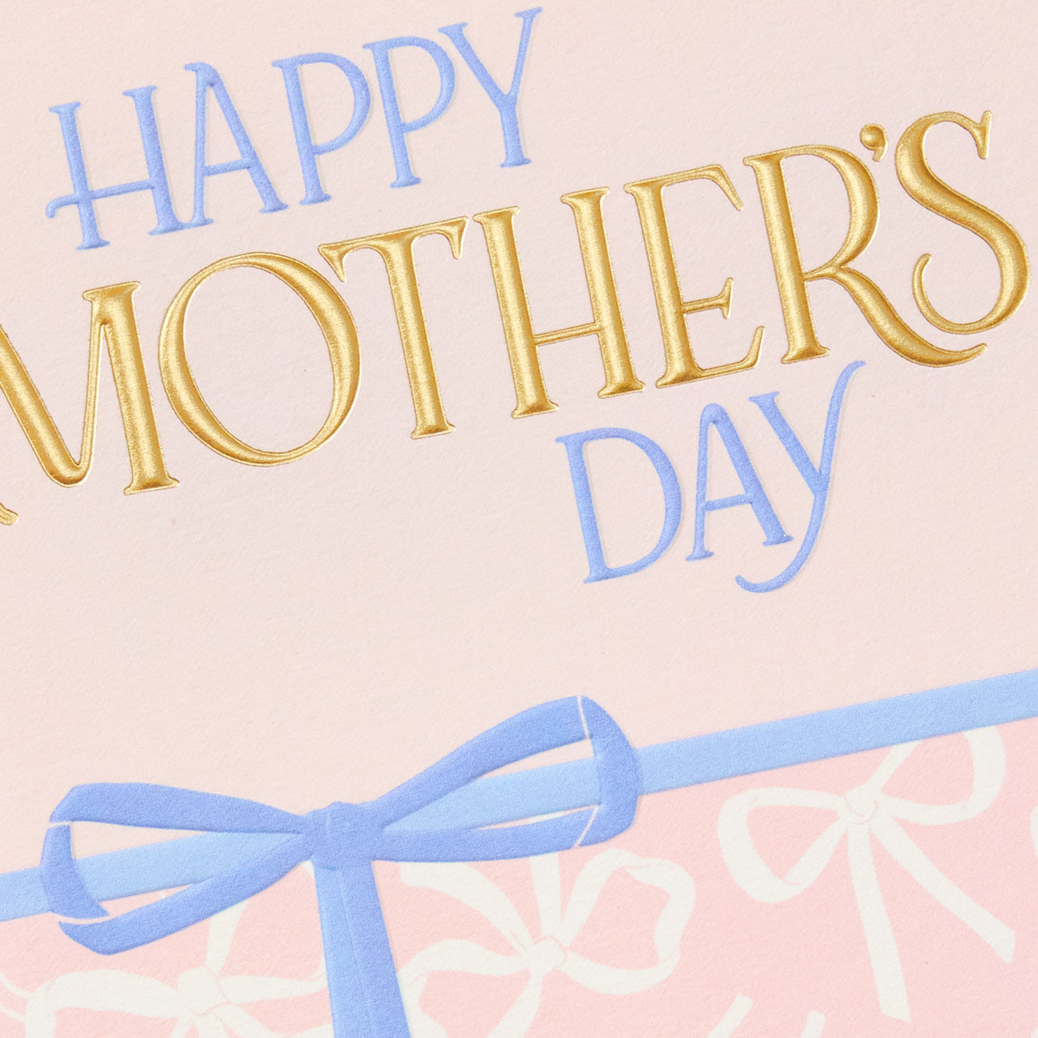 Pink and Blue Ribbon Bows Mother's Day Card Card Front Detail image number 5