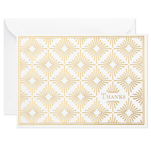 Polished Gold Assorted Blank Thank-You Notes, Box of 50, 