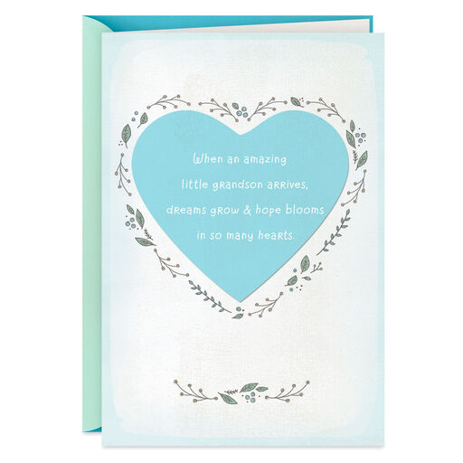 Hope Blooms New Baby Boy Card for Grandparents, 