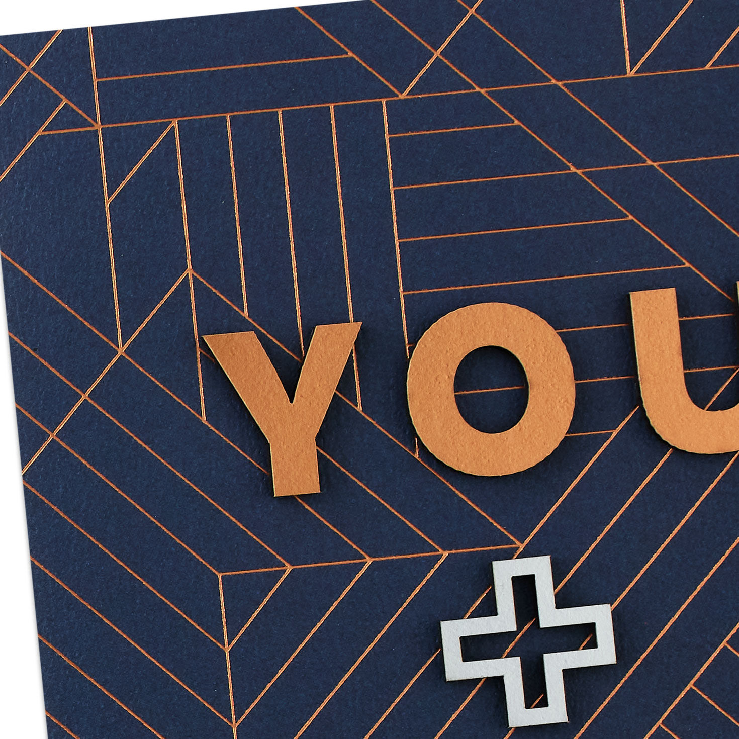 Navy Blue and Coper Geometric Love Card Card Front Detail image number 4