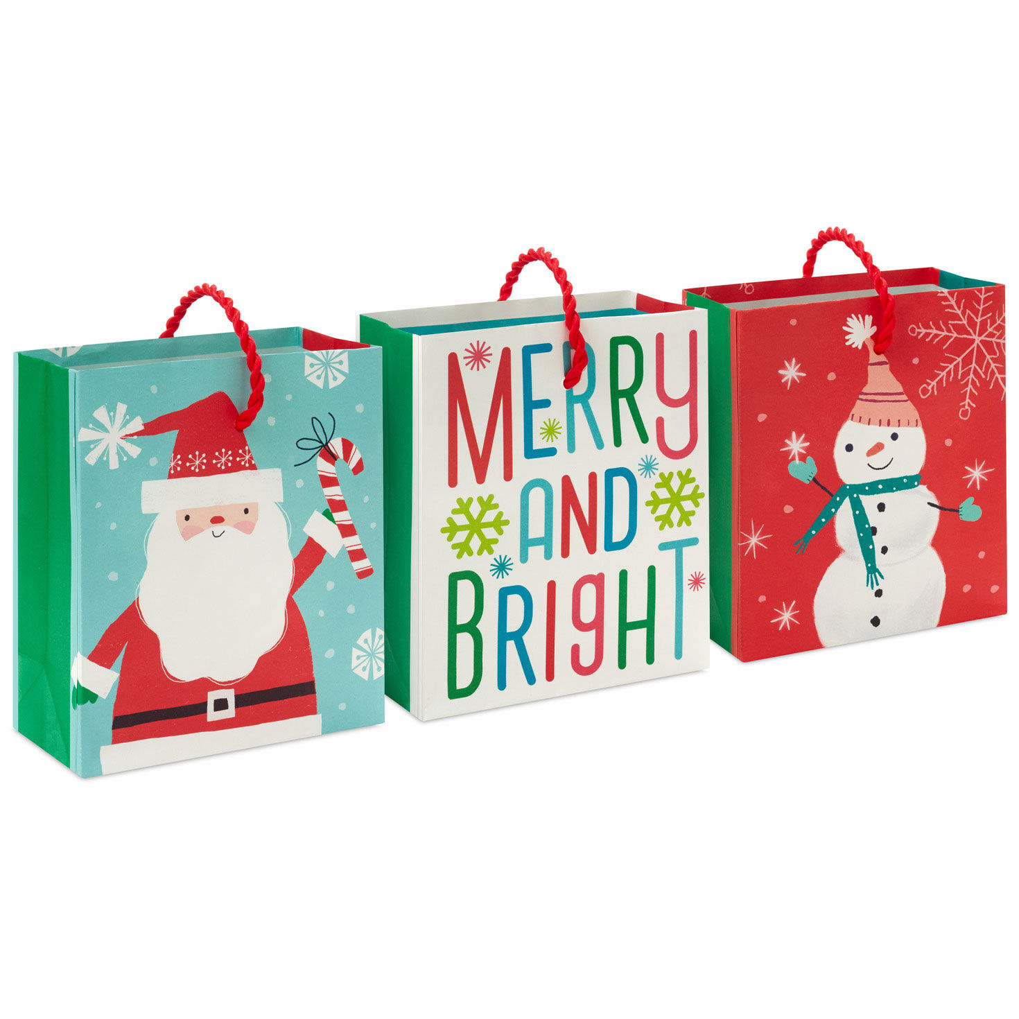 4.6" Merry and Bright 3-Pack Assortment Christmas Gift Card Holder Mini Bags
