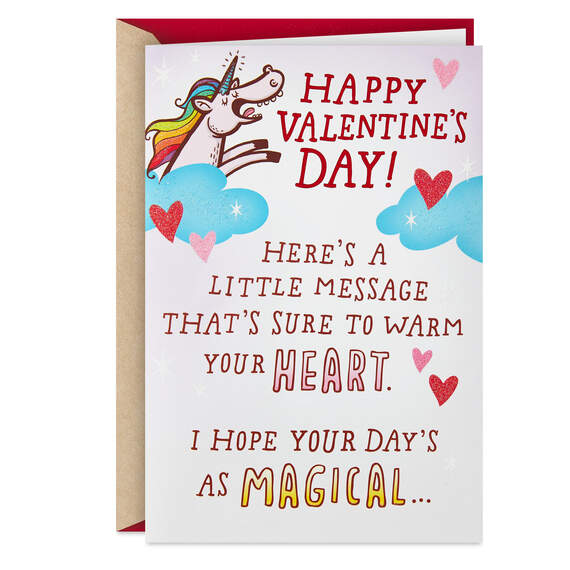 Sparkling Unicorn Fart Funny Valentine's Day Card With Sound, , large image number 1