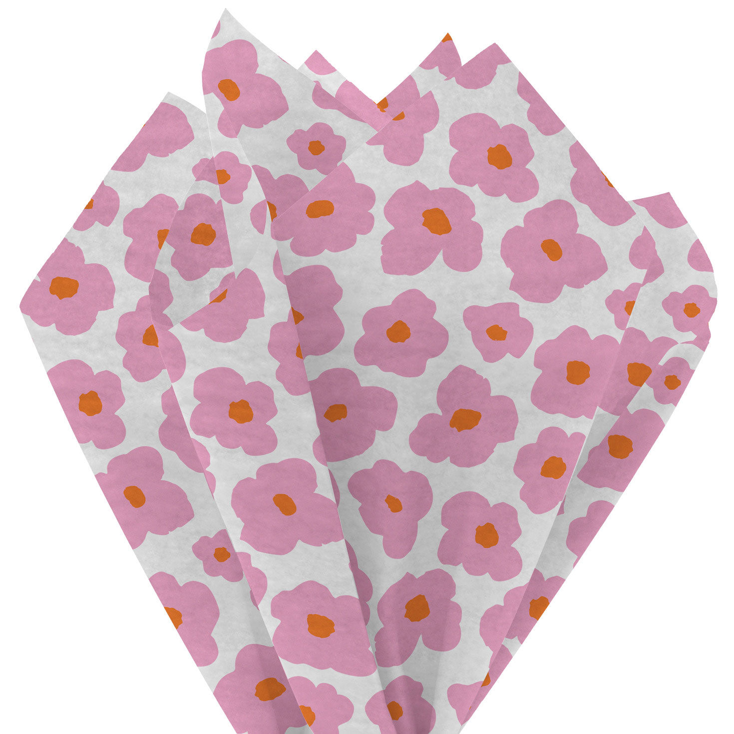 Pink Flowers on White Tissue Paper Pack 3-D fan image number 2