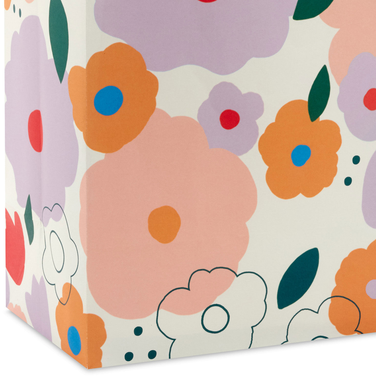 Retro Purple and Peach Blooms Large Gift Bag upclose detail image number 5