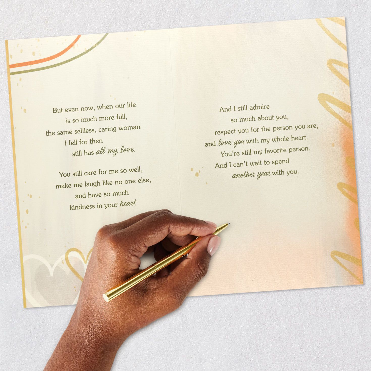 Abstract Hearts Wife Anniversary Card signing card image number 8