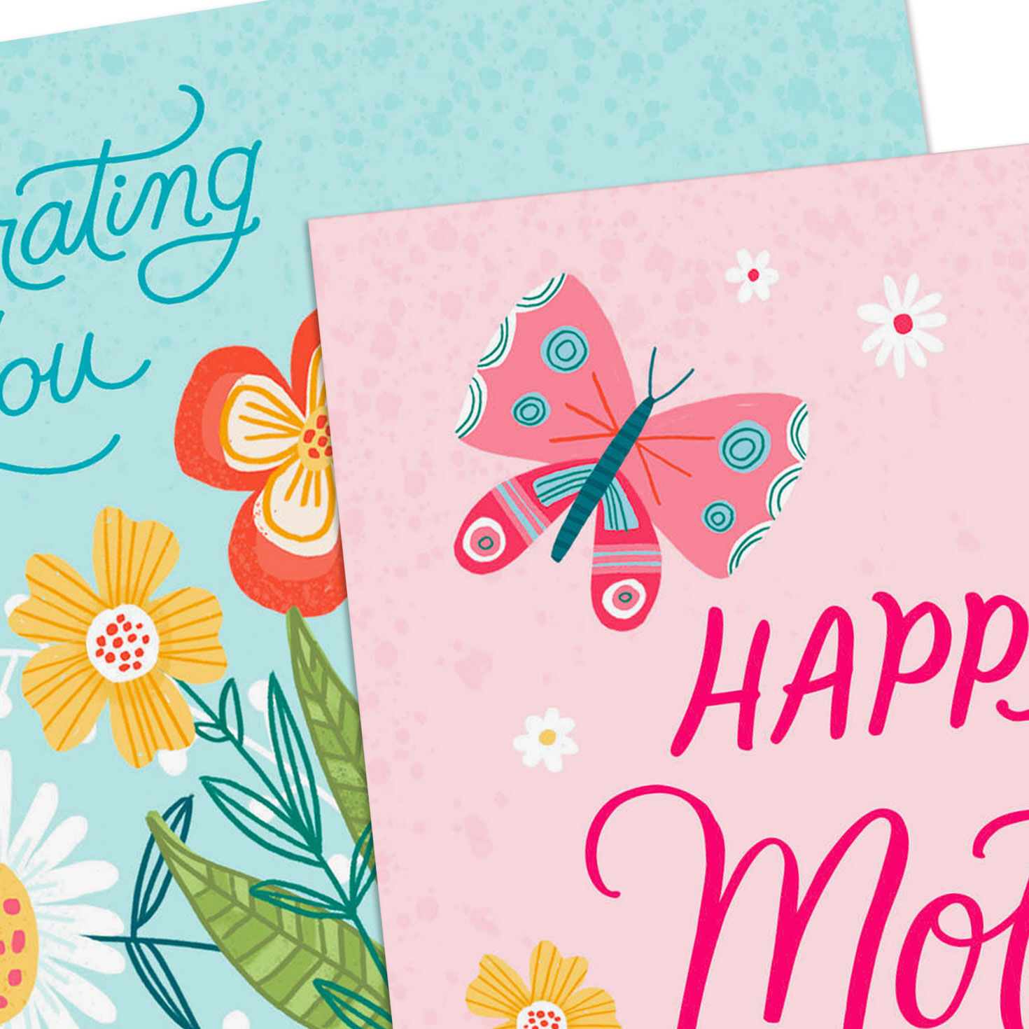 Pink and Blue Floral Mother's Day Cards Pack Card Fronts Detail image number 4