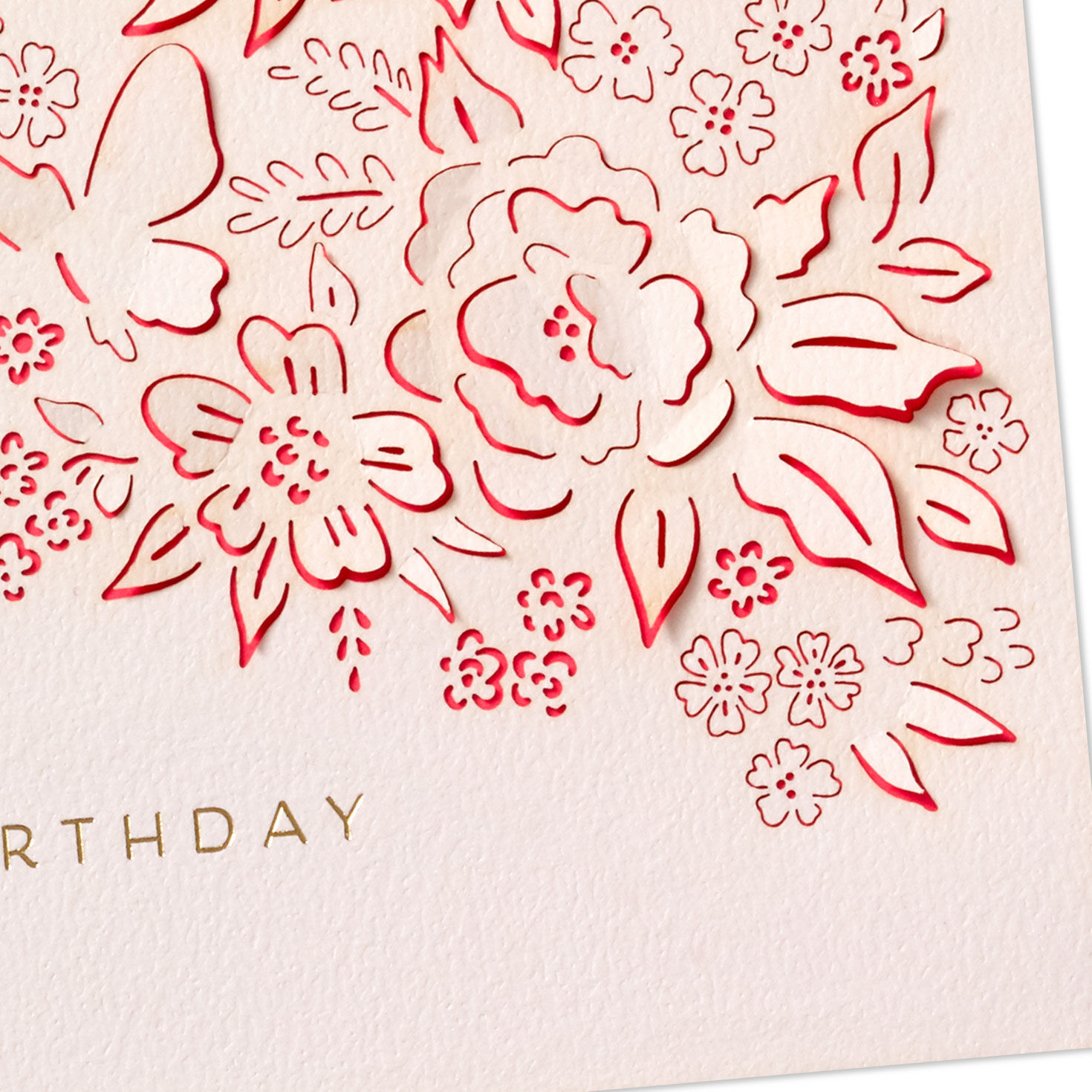 Pink Flowers and Butterfly Signature Birthday Card Card Front Detail image number 4