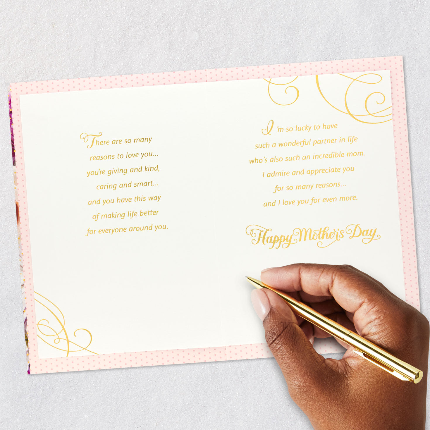 Blue Butterfly on Flowers Mother's Day Card for Wife Signing card image number 7