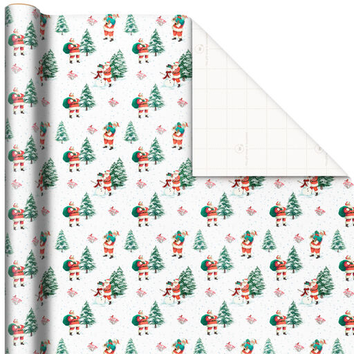Vintage Santa Scenes Christmas Wrapping Paper, 40 sq. ft., 