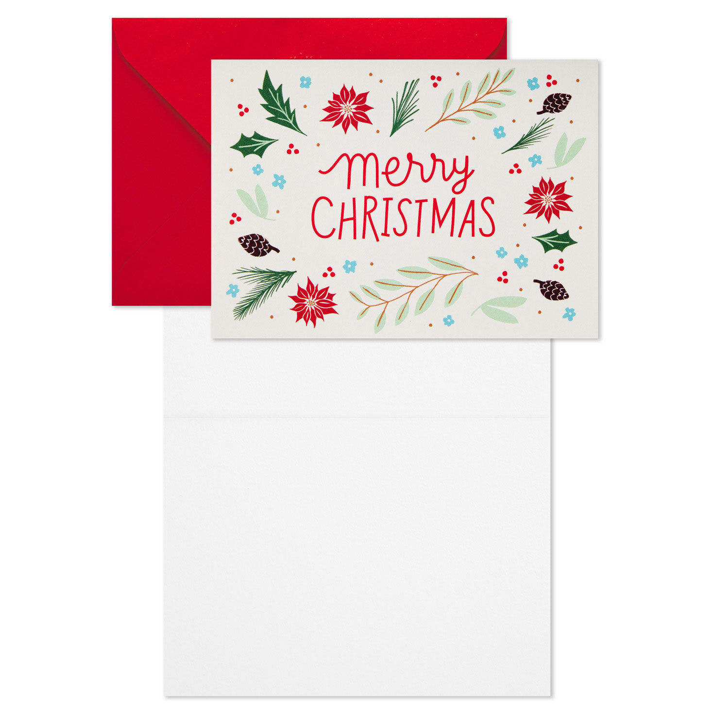 Festive Botanical Merry Christmas Note Cards Pack Card Front with Sentiment image number 3