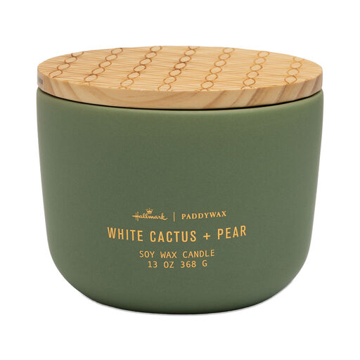 Paddywax White Cactus & Pear 3-Wick Ceramic Candle, 13 oz., 