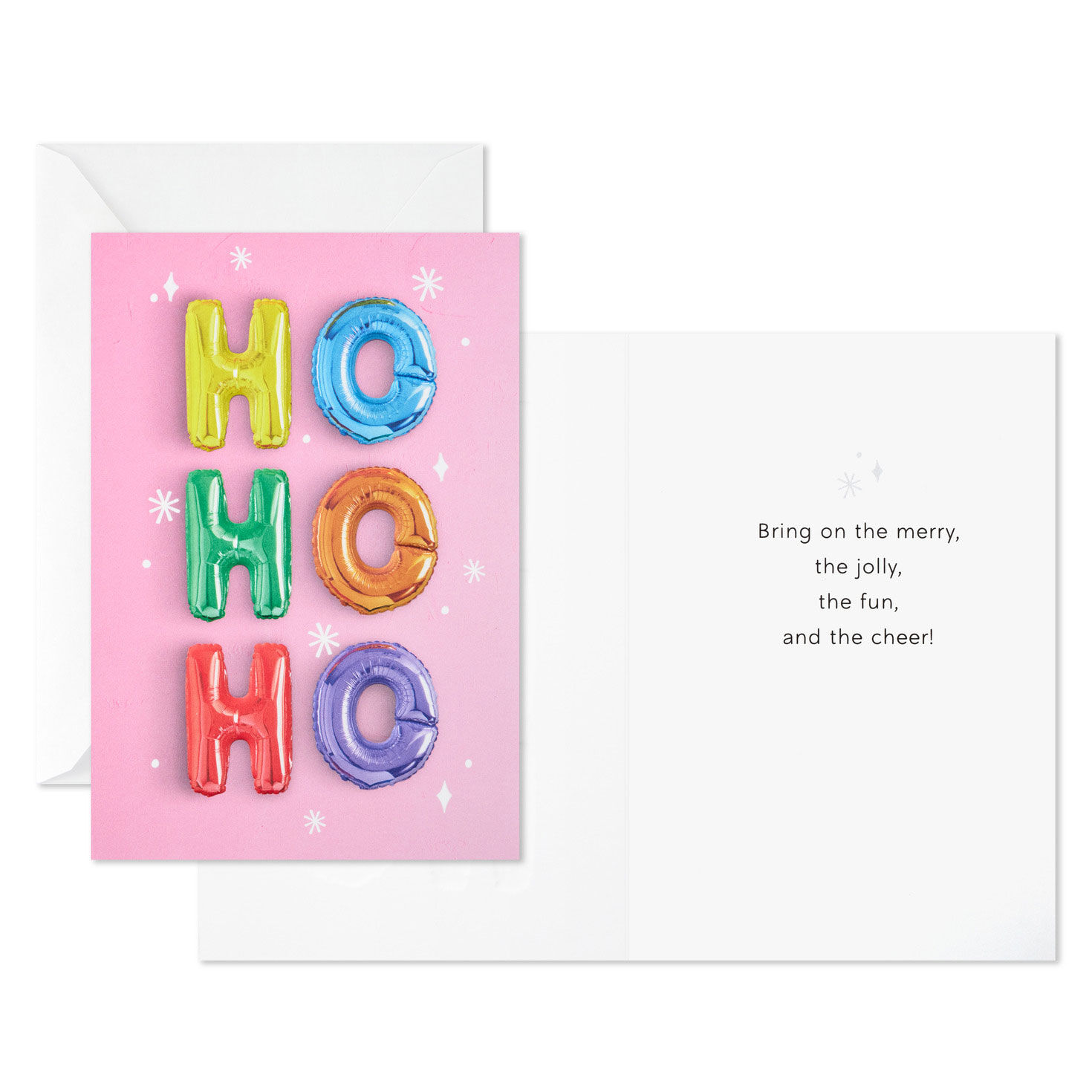 Balloon Letters on Pink Christmas Card Pack Card Front with Sentiment image number 3