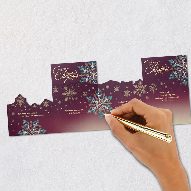 Gold and Blue Snowflakes on Purple Christmas Card signing card image number 9