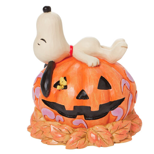 Jim Shore Peanuts Snoopy Napping on Jack-o'-Lantern Figurine, 5.5", 