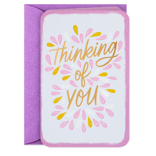 3.25" Mini Purple and Gold Leaves Blank Thinking of You Card, 