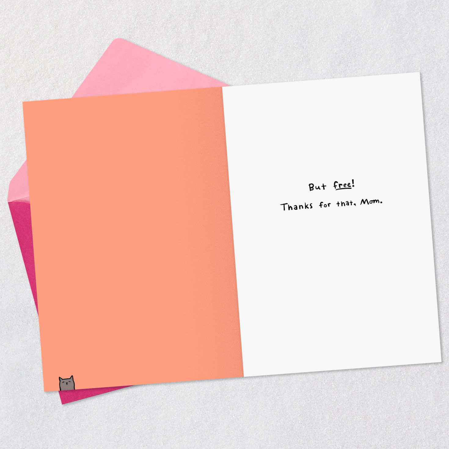 Girl Looking at Phone on Couch with Cat Mother's Day Card  image number 3