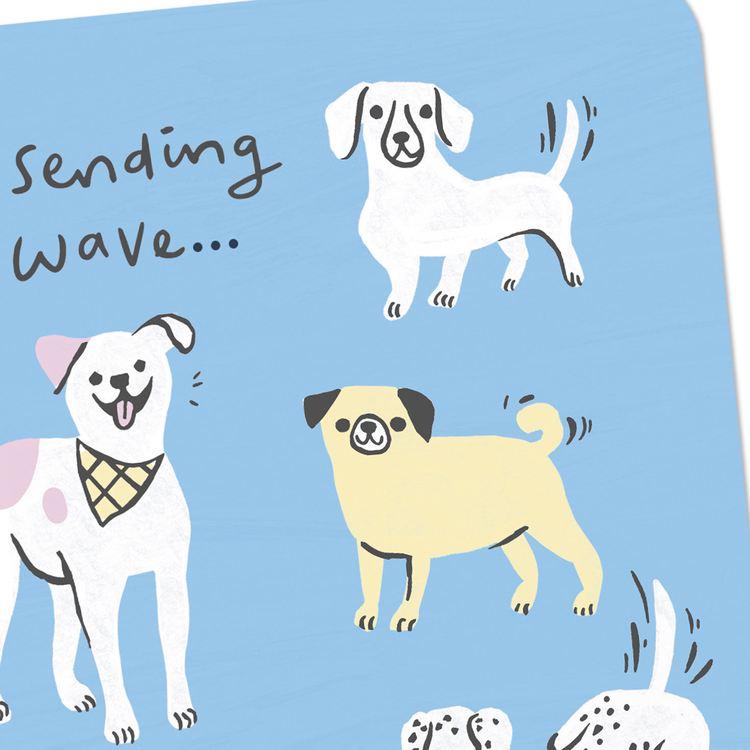 Cute Dogs Sending a Wave Thinking of You Card Card Front Detail image number 4