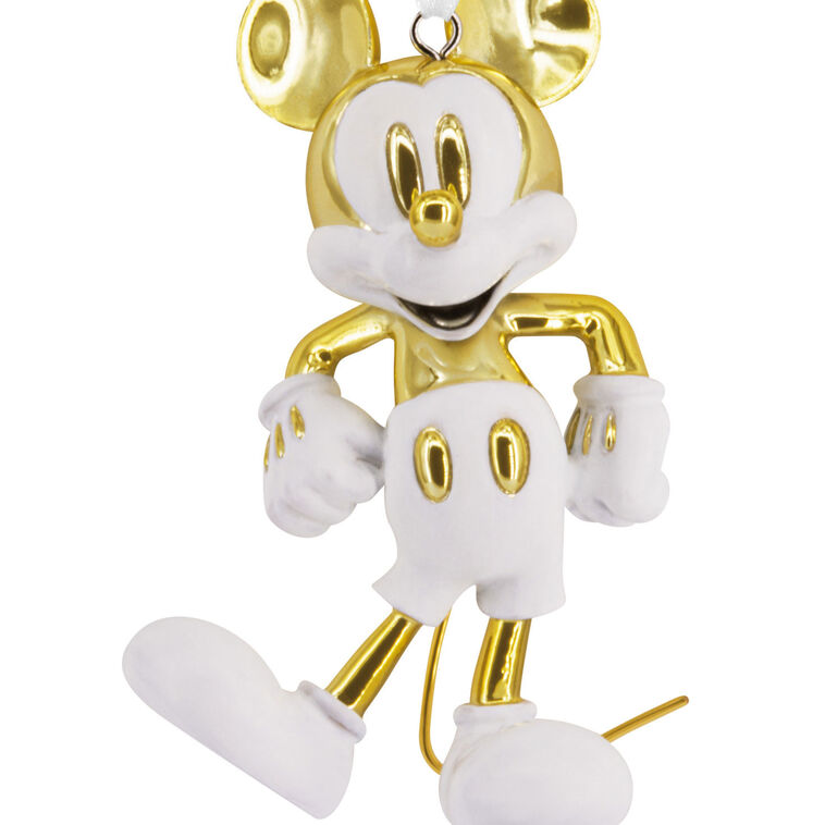 White Gold Mickey Mouse Christmas Ornament closeup view image number 5