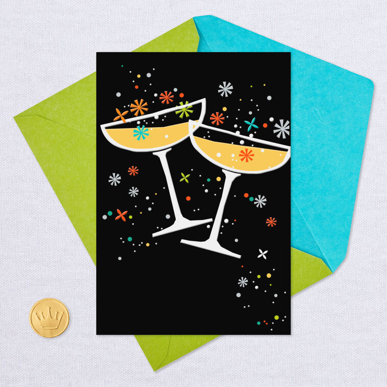 White Cotton Cards Champagne Flutes 70 Happy Handmade 70th Birthday Card, PDC70