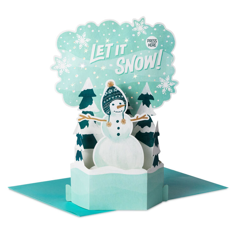 Let It Snow Pop-Up Christmas Card With Sound and Light