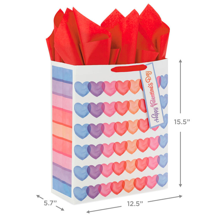 15.5" Pastel Hearts X-Large Valentine's Day Gift Bag With Tissue Paper, , large image number 3