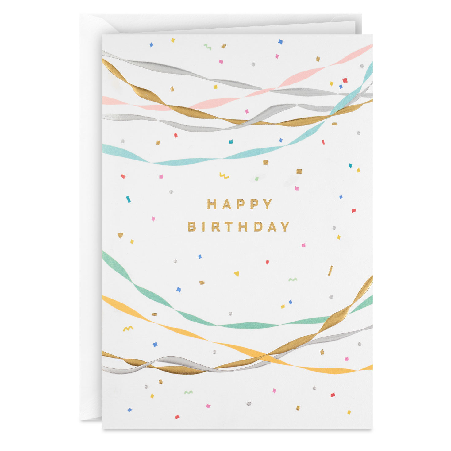 Party Streamers and Confetti Blank Birthday Card