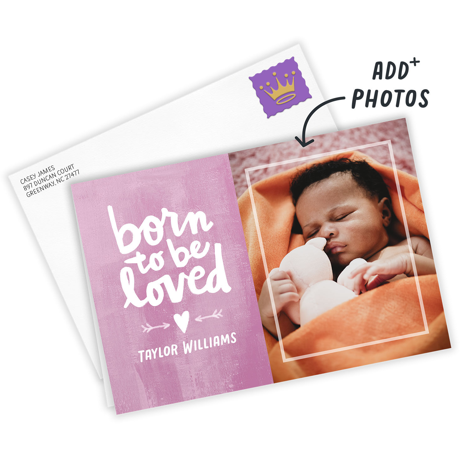 Personalized Pink New Baby Girl Photo Card  image number 2