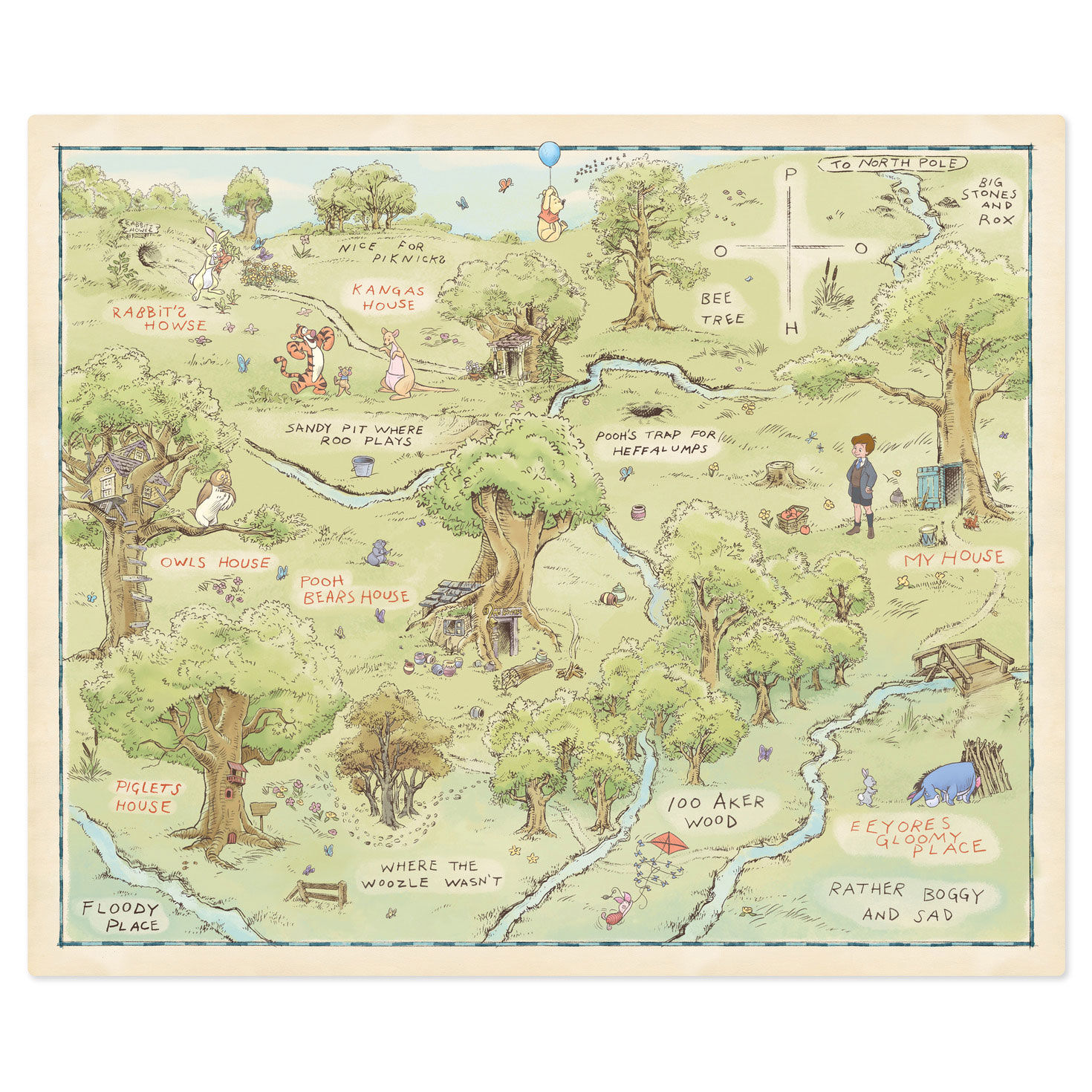 Disney Winnie the Pooh Hundred Acre Wood Map Blanket front flat image number 2