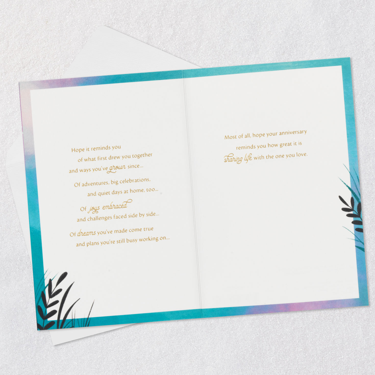 Couple Sitting on Pier at Night Your Anniversary Card Open card with envelope image number 4