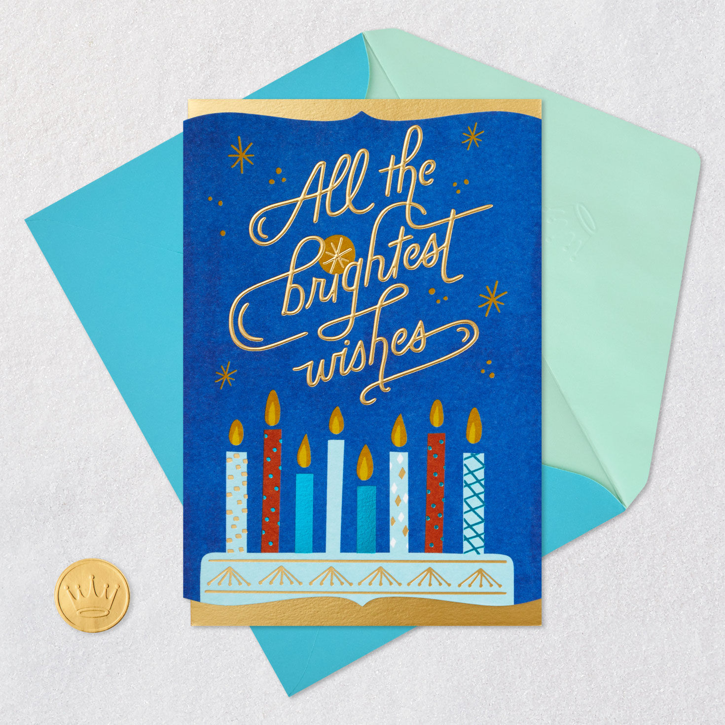 Bright Candles Birthday Card Card Front with Envelope and Gold Seal image number 6