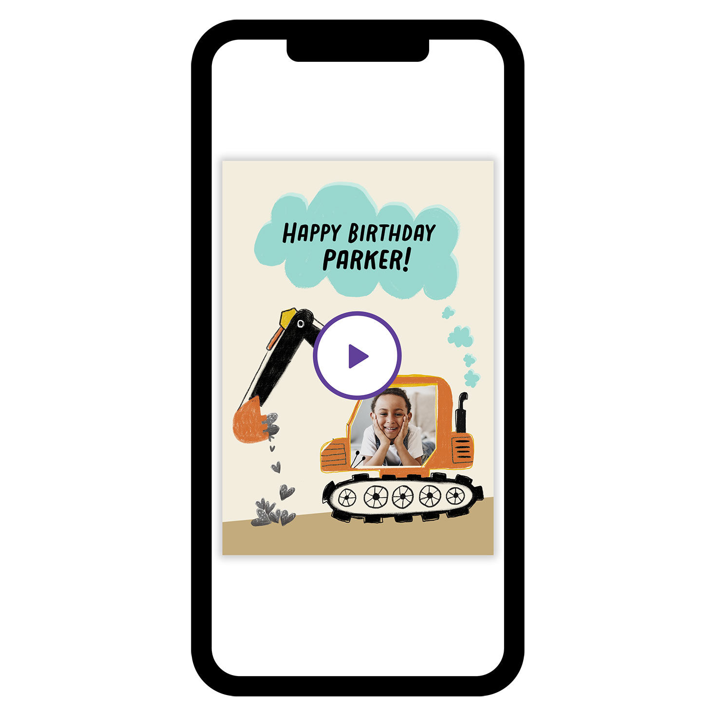 Personalized Construction Theme Photo Card for Kid  image number 1