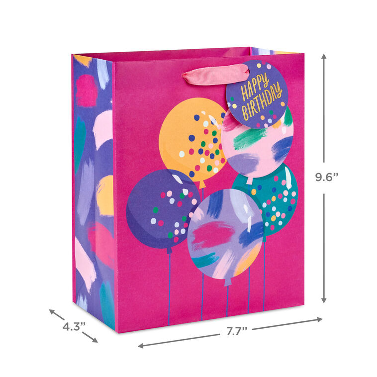 Colorful Balloons on Pink Medium Gift Bag measurement image number 3