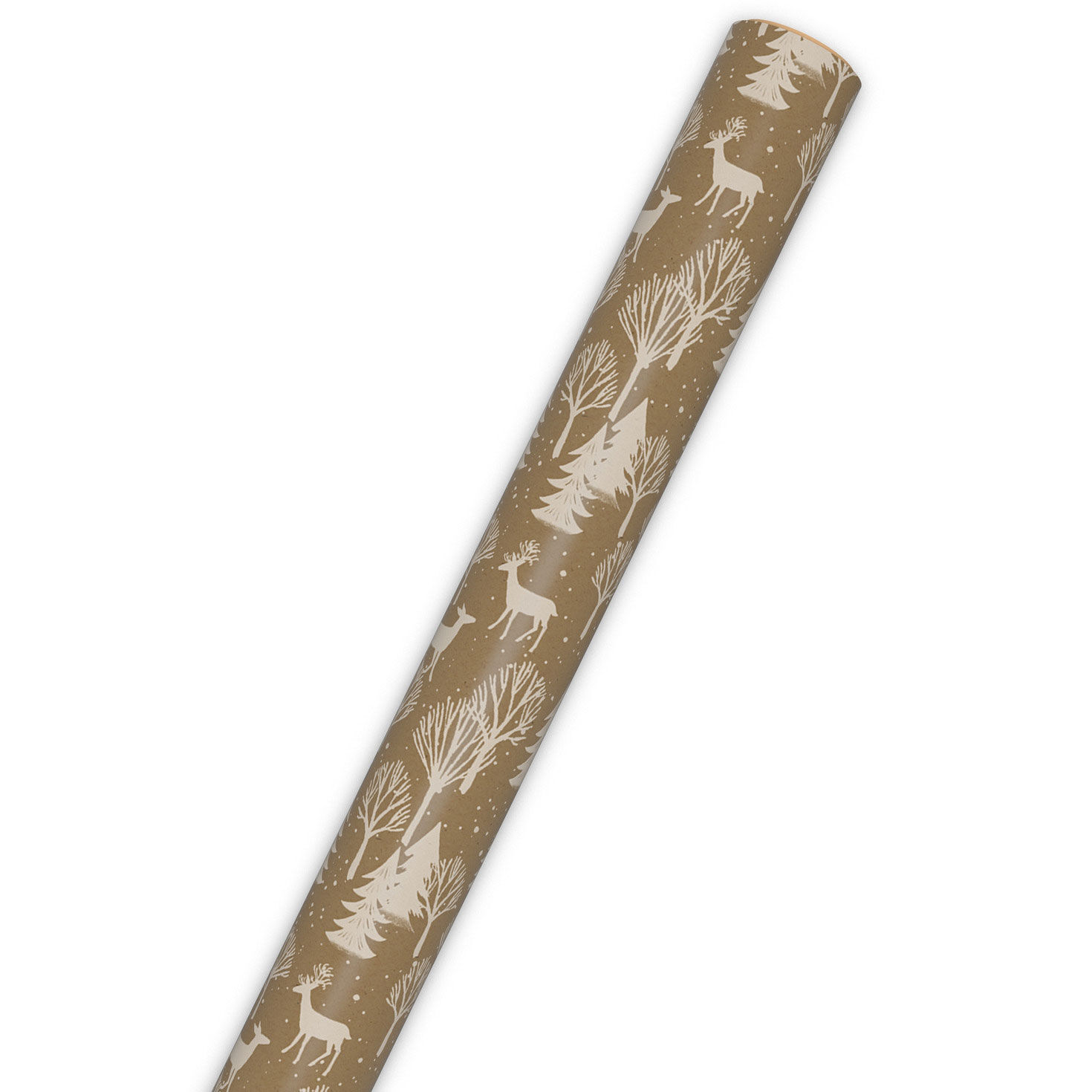 Deer in Trees on Tan Jumbo Christmas Gift Wrap Wrap Tube image number 6