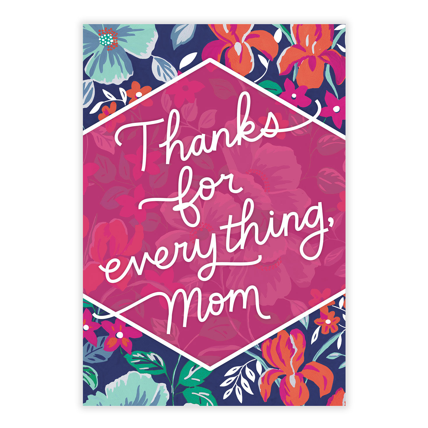 Thanks Mom Floral Personalized Mother's Day Card front image number 2