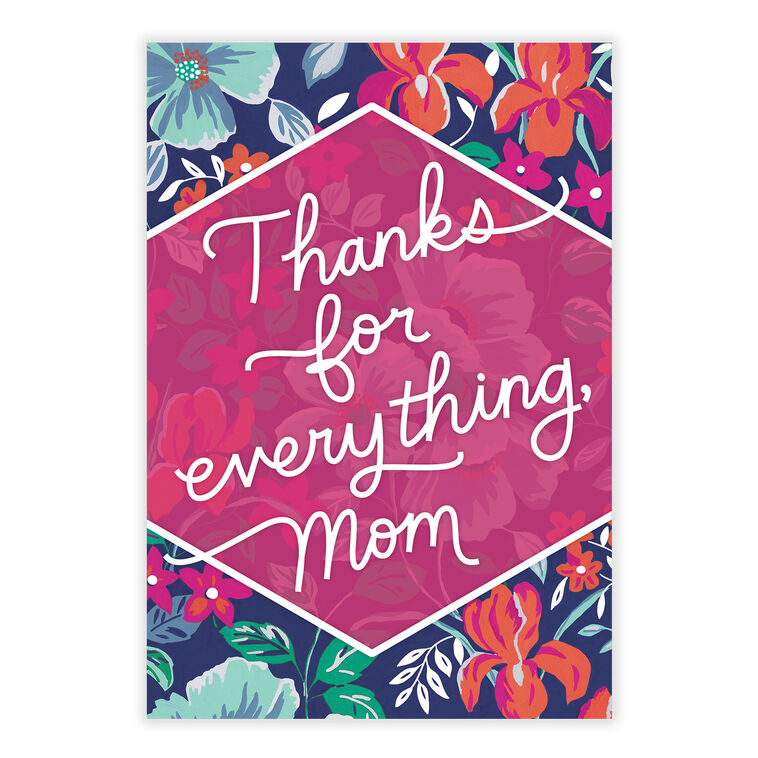 Thanks Mom Floral Personalized Mother's Day Card front image number 2