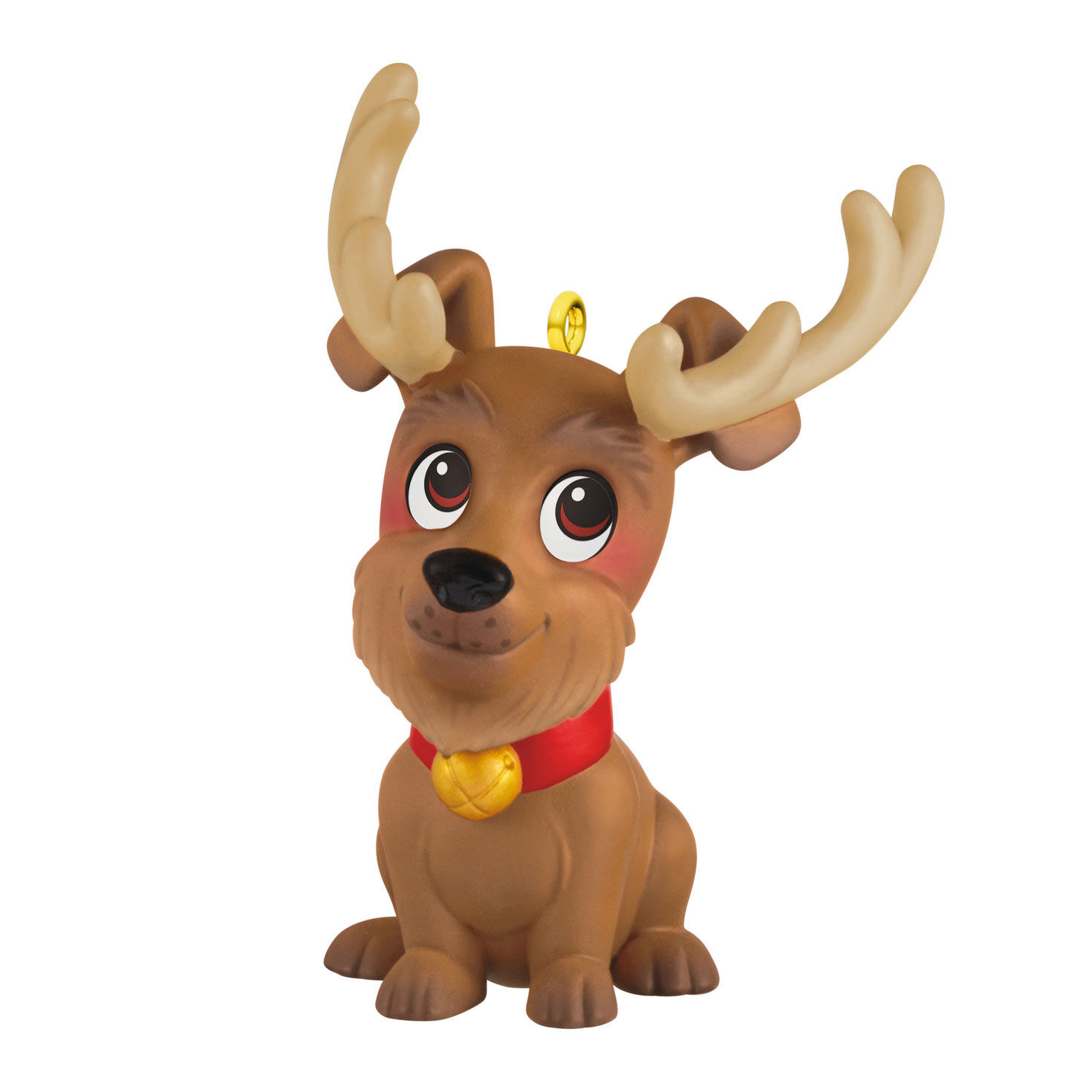 Brown Dog Wearing Antlers Keepsake Ornament Front image number 1