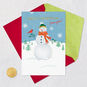 Snowman on Blue Christmas Card for Great-Grandson Card Front with Envelope and Gold Seal image number 5