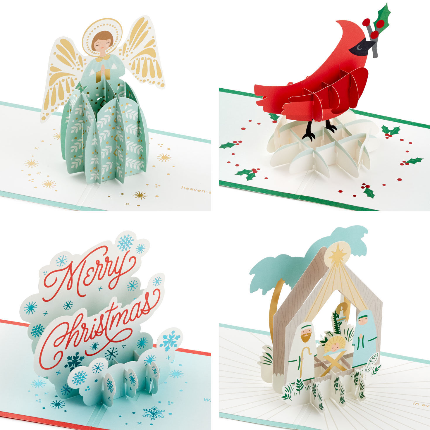 Beautiful Icons 3D Pop-Up Assorted Christmas Cards, Pack of 4