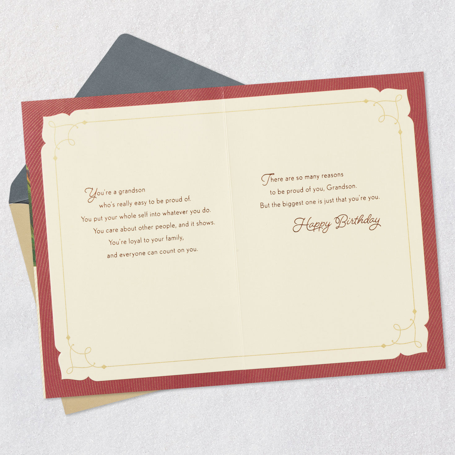 Elegant Leaves Birthday Card for Grandson Card Front Detail image number 4
