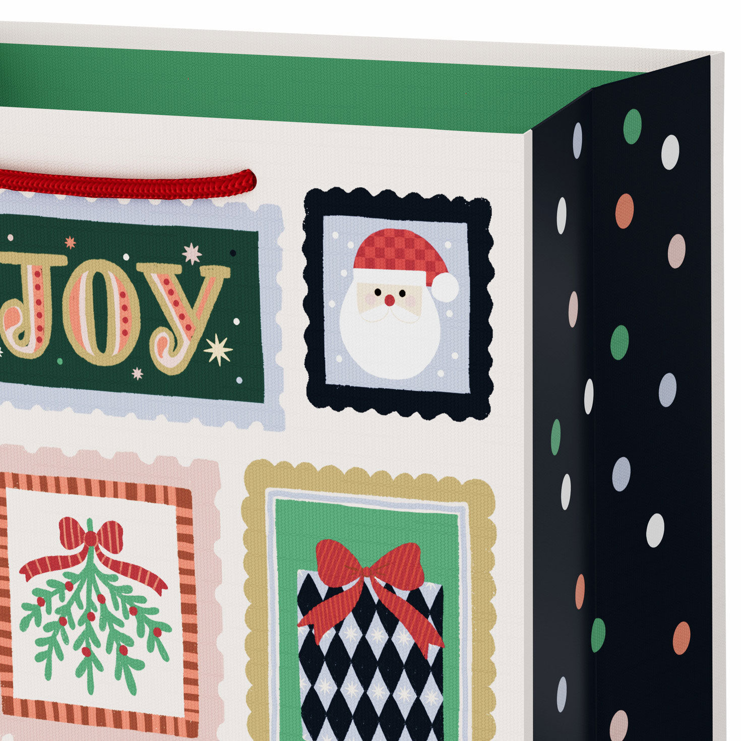 Winter Stamps Medium Holiday Gift Bag Handle Detail image number 4