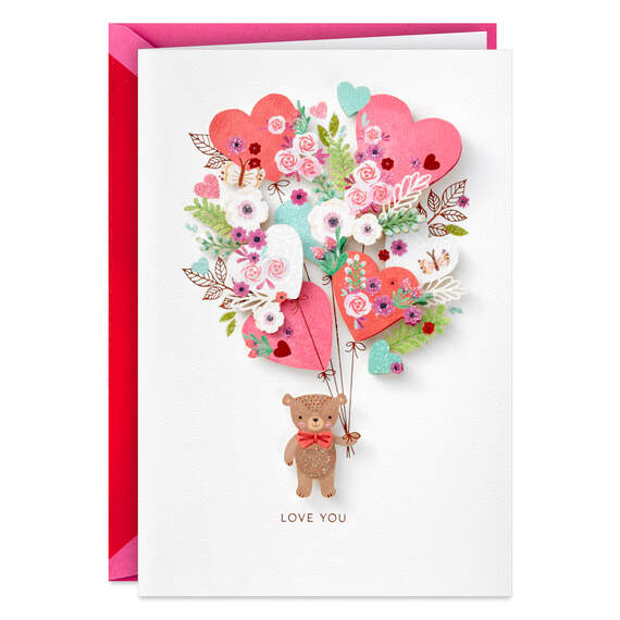 Love You Bear With Balloons Mother's Day Card