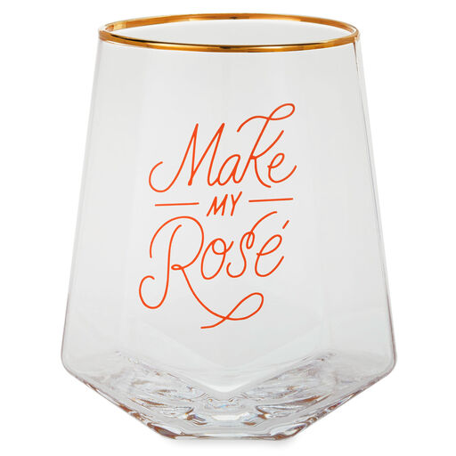 Make My Rosé Geometric Stemless Wine Glass, 19 oz., 
