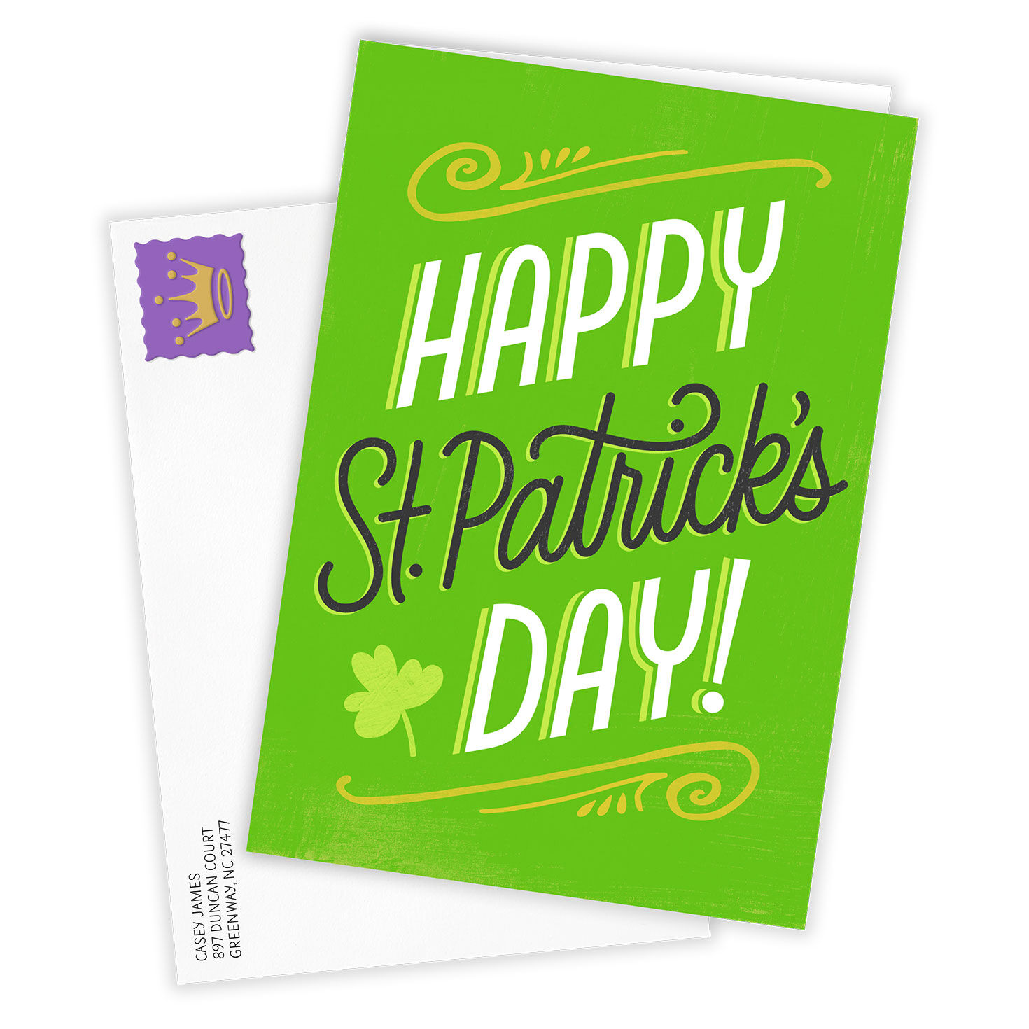 Fun Lettering on Green Personalized St. Pat's Card Card Front with Envelope image number 2