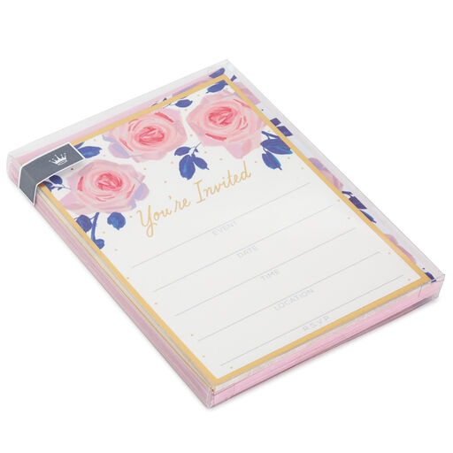 Pink Roses Party Invitations, Pack of 10, 