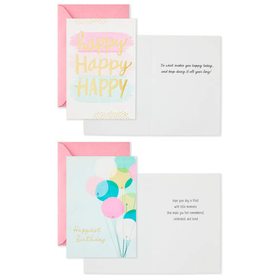 Assorted Pretty Pink and Aqua Boxed Birthday Cards, Pack of 16, , large image number 3
